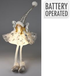 Figura božična punčka sedeča srebrna led 60 cm, Koo.