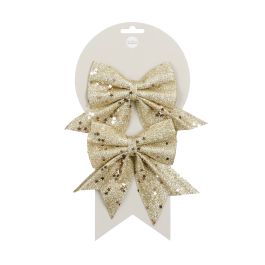 Okrasek za jelko pentlja, zlata, 12 × 13 cm, set 2/1
