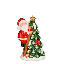Figura božična božiček s smrečico led 20,5 cm, Edel.