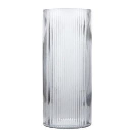Vaza steklena 35cm, prozorna rebrasta
