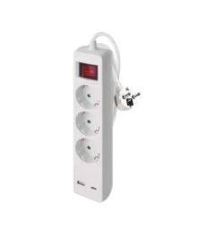 Podaljšek s stikalom P1322CU, 2m / 3 vtičnice, 1xUSB-A in 1xUSB-C Emos