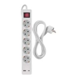 Podaljšek s stikalom P1523CU, 3m / 5 vtičnic, 1xUSB-A in 1xUSB-C Emos