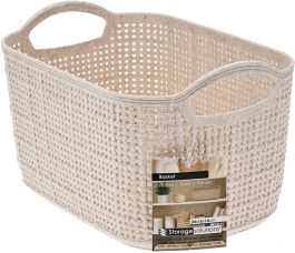 Košara za shranjevanje z dvema ročajema, videz pletenja 24x16x14cm, pvc 
