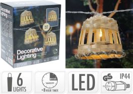 Lučke 6 led toplo bele party 1,5 m, IP44, Kop.