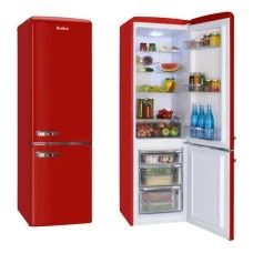 Hladilnik kombinirani  Amica FK2965.3RAA, višina 181 cm, 244 L, retro, rdeč