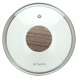 Pokrov steklen 16cm, gumb imitacija lesa
