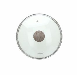 Pokrov steklen 22cm, gumb imitacija lesa
