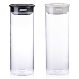 Doza steklena, hermetični pokrov, 1,7l, prikaz.datuma 
