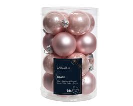 Bučke novoletne roza sijaj/mat steklene fi 3,5 cm, set 16/1
