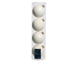 Bučke novoletne žametno bele, steklene,  fi 10 cm, set 4/1

