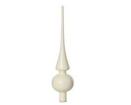 Špica za božično drevo žametno bela steklo, 26 cm, Kaem.