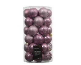 Bučke novoletne temno roza sijaj/mat plastične fi 6 cm, set 37/1, Kaem.