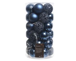 Bučke novoletne plastične, modra sijaj/mat mix fi 6 cm, set 37/1
