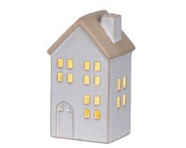 Hiška z LED lučko, porcelan, 6,2x7,4cm
