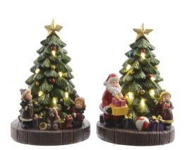 Dekoracija božiček/smreka na podstavku z 8 led, 10x16 cm, Kae.