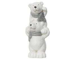 Figura božična medvedka bela z bleščicami 17 cm, Kaem.