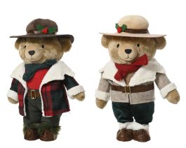 Figura božična medvedek s klobukom 31 cm, Kaem.