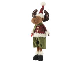 Figura božična jelenček stoječ zeleno rdeč 64 cm, Kaem.
