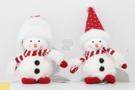 Figura  božična snežak belo/rdeč 19 cm, Koop.