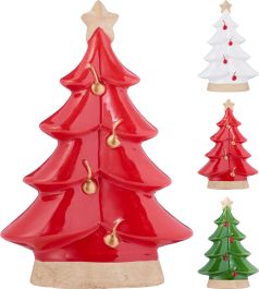 Drevesce božično iz keramike, 17,5cm, zeleno/rdeče/belo
