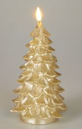 Sveča smreka LED, 17cm, zlata
