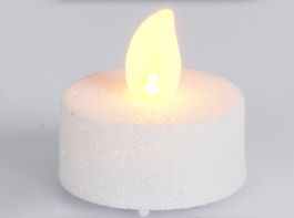 Svečka čajna LED, bela z bleščicami, 6/1
