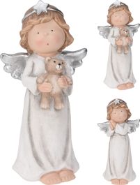 Figura božična angel srebrn 42 cm, Koo.