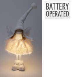 Figura božična punčka bela led 50 cm, Koo.