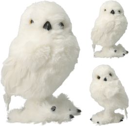 Figura božična sovica bela, 18 cm
