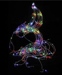 Lučke zavesa 300 led nano barvne srebrna žica 3 m, IP 44, 
