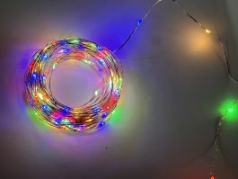 Lučke 320 led nano barvne, 8 funkcij utripanja srebrna žica 32 m, IP44, 
