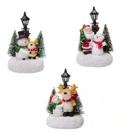 Figura Zimska scena z LED lučko, 15cm
