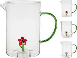 Vrč steklen z rožico, 1l
