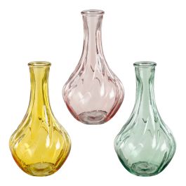 Vaza steklena 17cm, rumena/zelena/pink
