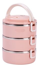 Posoda menažna 3/1, 3x0,5l, inox in  pvc, pinki
