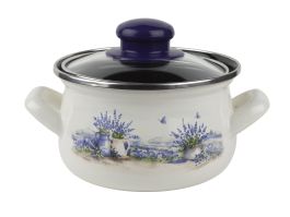 Kozica visoka, 12 cm/1,0 l, Sivka, s steklenim pokrovom 
