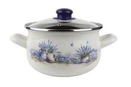 Kozica visoka, 22 cm/4,7 l, Sivka, s steklenim pokrovom 
