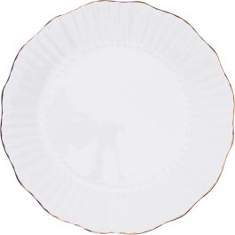 Krožnik plitki z zlatim robom, 26 cm, porcelan
