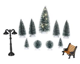 Dekoracija, LED, božična drevesca s klopco, 12,5 cm
