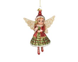 Okras novoeletni angel z zvezdo in krili, 15 cm
