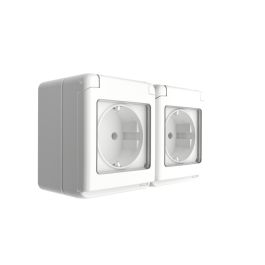 VTIČNICA DVOJNA HORIZONTALNA N/O FLUID BELA IP44
