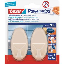 Kljukica samolepilna ovalna Tesa Powerstrips Hooks Large, bež, 2/1