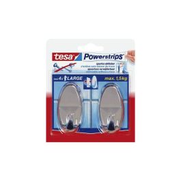 Kljukica samolepilna oval Tesa Powerstrips Hooks Large, metalik, 2/1
