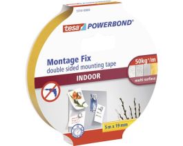 Trak lepilni dvostranski montažni Tesa Powerbond Indoor, bel, 5m x 19mm