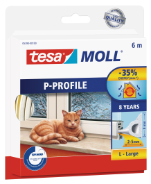 Trak tesnilni za okna Tesamoll 5 mm, bel/P, 6m x 9mm 

