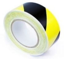 Trak PVC označevalni črno/rumeni, 50mm x 66m