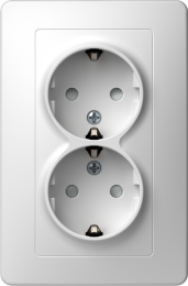 VTIČNICA šuko dvojna 16A 250V~ bela EKONOMIK TEM VE16 PWKS-B