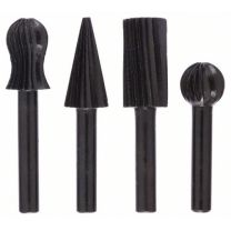 Rezkarji komplet  4/1,6 mm, 13; 13; 13; 13 mm , za železo, les in barvne kovine z oblikami: konkavna, stožčasta, valjasta, okrogla– BOSCH