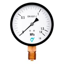 MANOMETER  fi 100    0 -  10 bar, cl 1,6% spodaj priklop 1/2" Ms, kovinsko ohišje-črno
03312-AZ 0-10bar