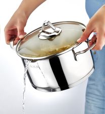 LONEC Z IZLIVOM S STEK.POKROVOM 2-R INOX FI22X12CM 4,30L NA INDUKCIJO OMS
